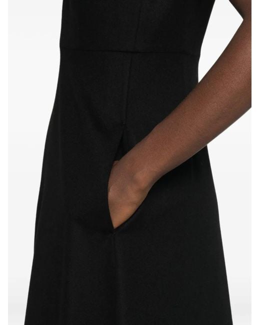 Max Mara Black V-Neck Sleeveless Midi Dress