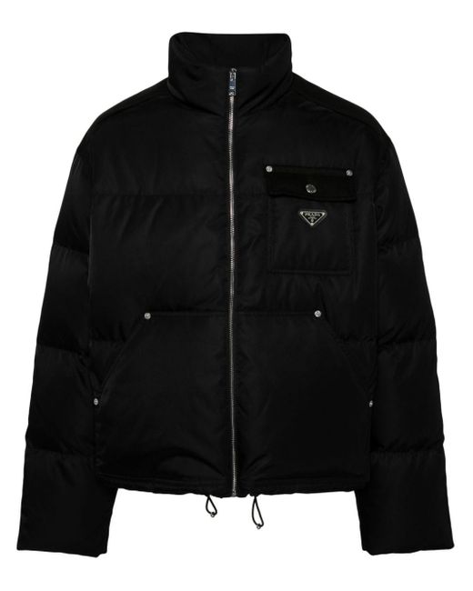Prada Gefütterte Jacke mit Triangel-Logo in Black für Herren