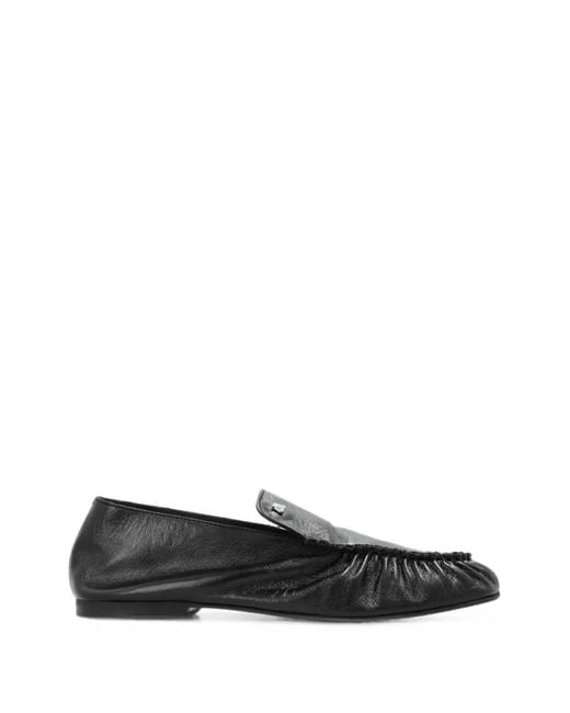 Alohas Black Gabe Ruched Leather Loafers