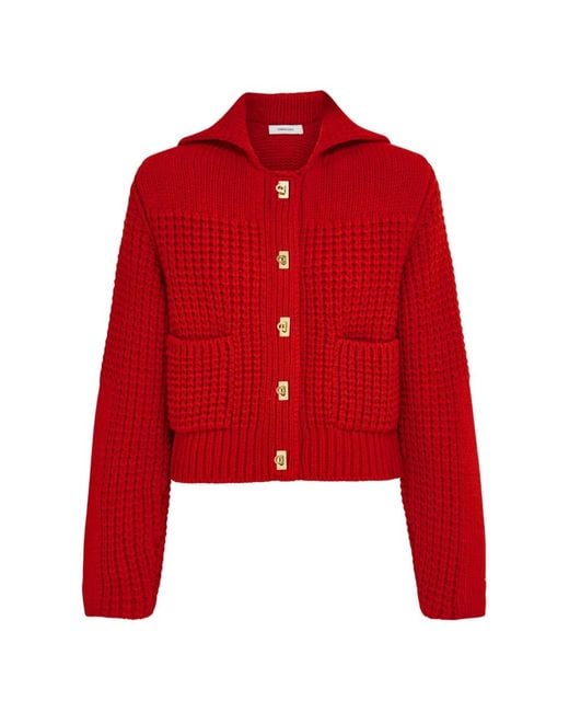 Ferragamo Red Cardigan With Gancini Buttons