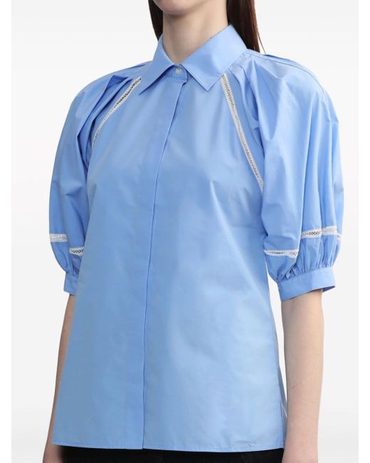 3.1 Phillip Lim Blue Straight-point Collar Cotton-blend Shirt
