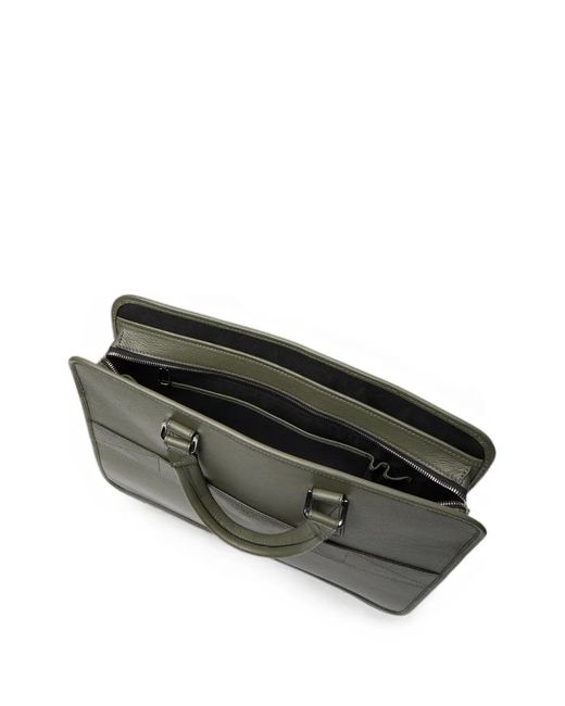Lancel Green Mistral Logo-Embossed Pebbled Laptop Bag