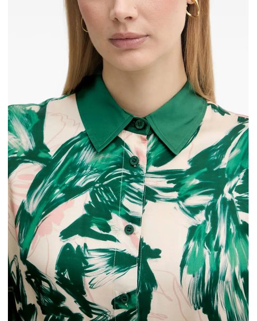 MARC AUREL Green Palm Leaf-Print Shirt