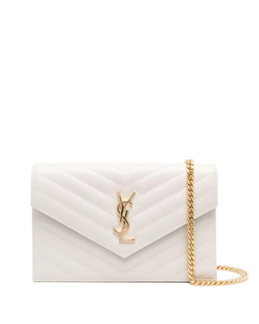 Petite pochette Cassandre Envelope en cuir Saint Laurent en coloris White