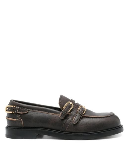 Sandro Black Buckle-Detail Loafers