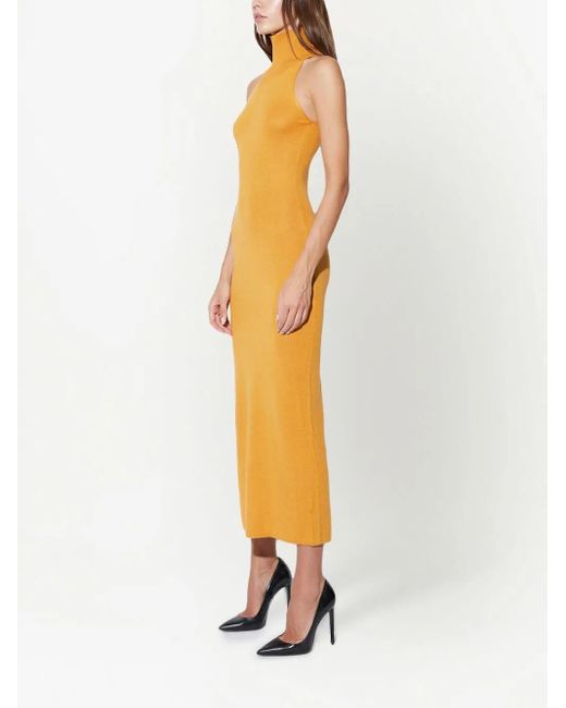 RTA Yellow Shira Midi Silk Dress