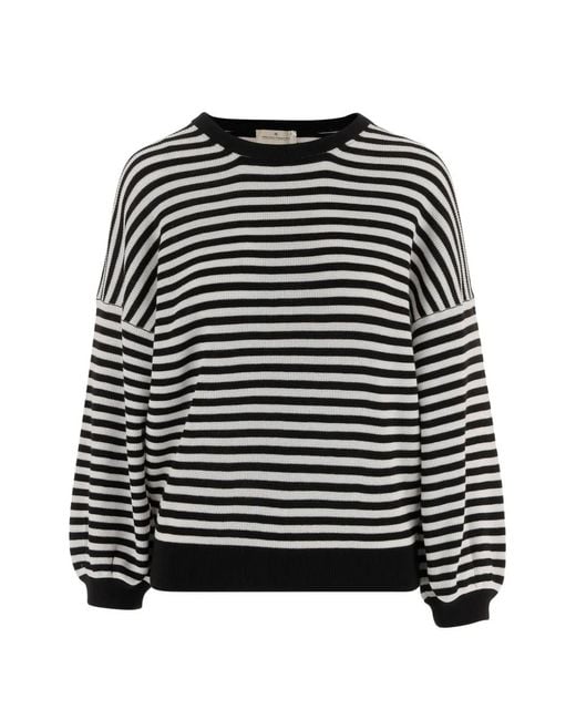 Bruno Manetti Black Striped Crew-Neck Sweater