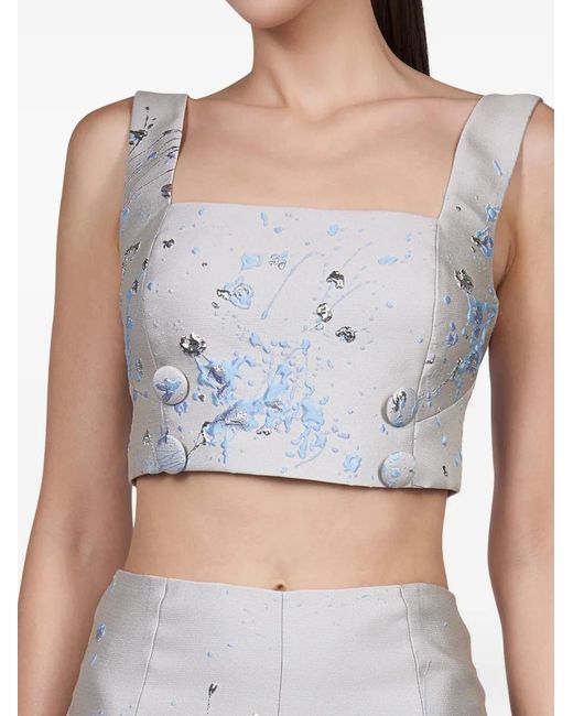 Mia Peculiar White Button-Embellishment Top