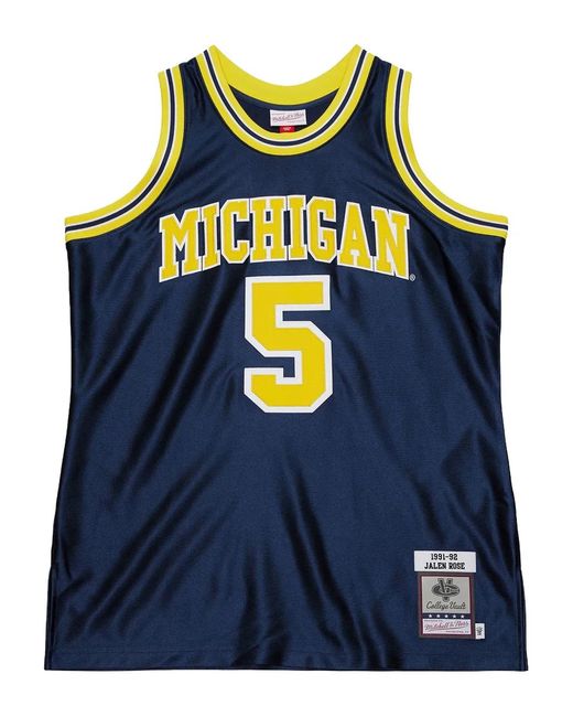 Mitchell & Ness Blue Ncaa Michigan 1991 Jalen Rose Tank Top for men