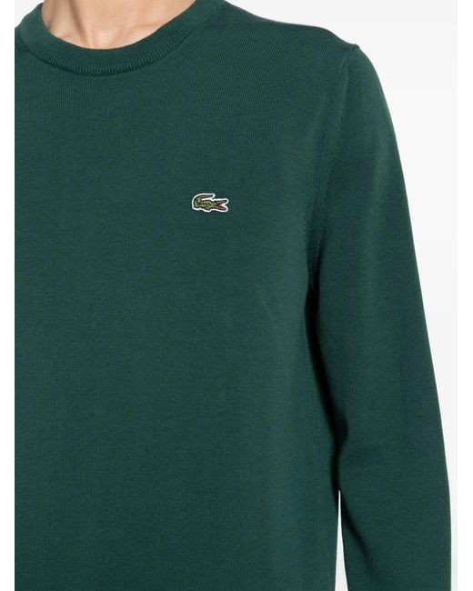 Lacoste Green Logo-Embroidered Cotton Jumper for men