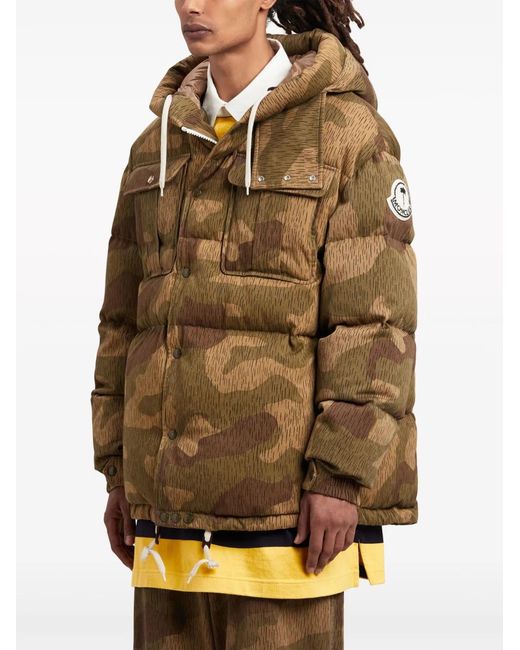 Moncler Brown X Camouflage-Print Long Parka Coat