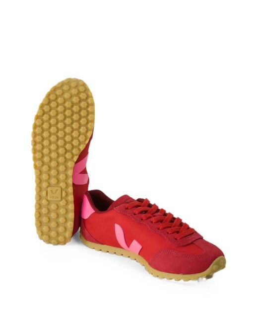 Veja Red Gt Suede-Panelled Logo-Patch Sneakers