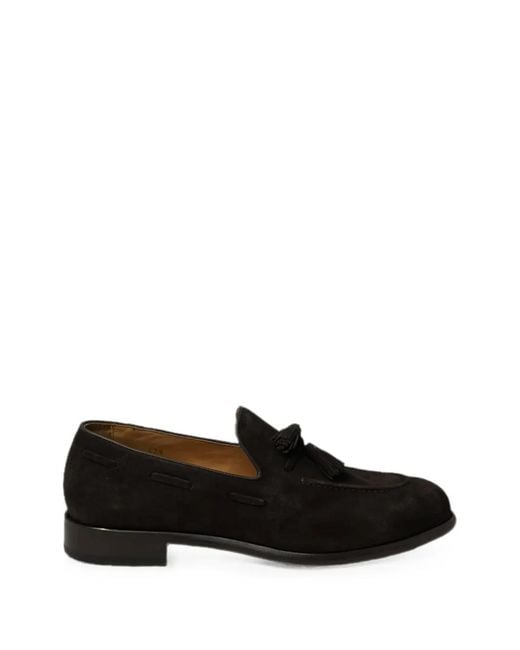 Doucal's Black Tassel-Detail Suede Loafers for men