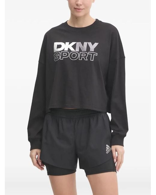DKNY Black Drop-Shoulder Long-Sleeve T-Shirt