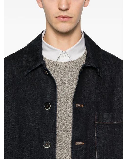 Barena Black Stae Buttoned Denim Jacket for men