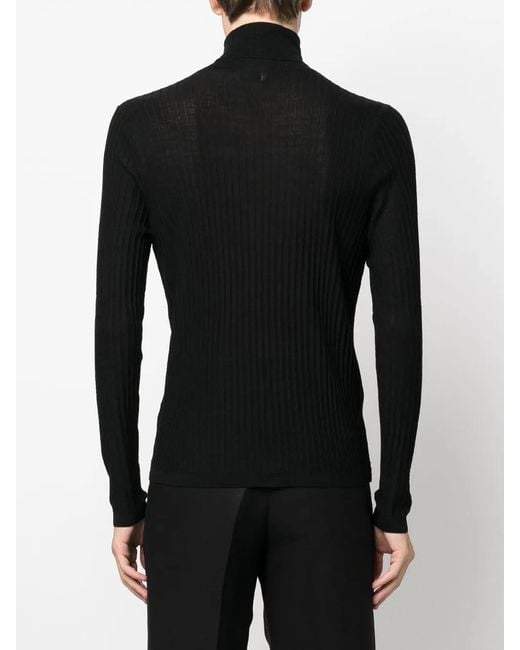 Ballantyne Black Ribbed-Knit Roll Neck Sweater for men