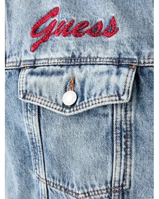 Guess Blue Sequin-Embellished Denim Jacket