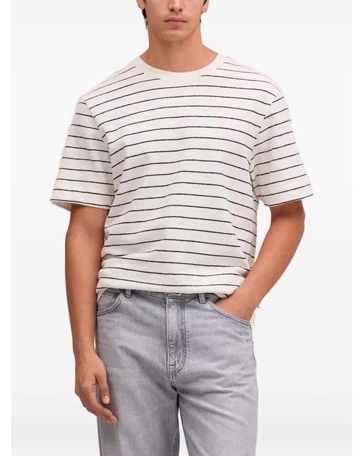 NN07 White Pedro Horizontal-Stripe T-Shirt for men