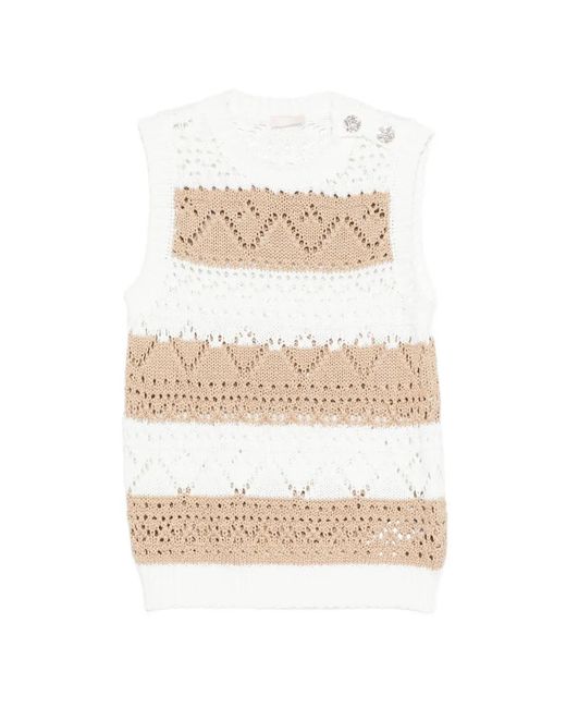 Liu Jo White Crochet Knit Top