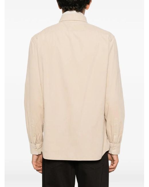 Brunello Cucinelli Natural Corduroy Long-Sleeve Shirt for men