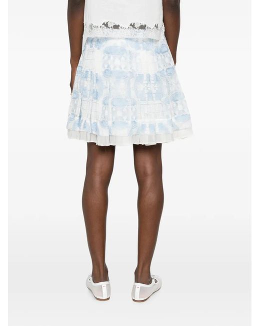 Ermanno Scervino White Lace-Overlay Pleated Mini Skirt