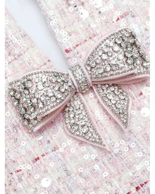 Self-Portrait Multicolor Sequin Boucle Bow Mini Dress