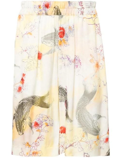 Laneus Shorts Met Print in het White voor heren