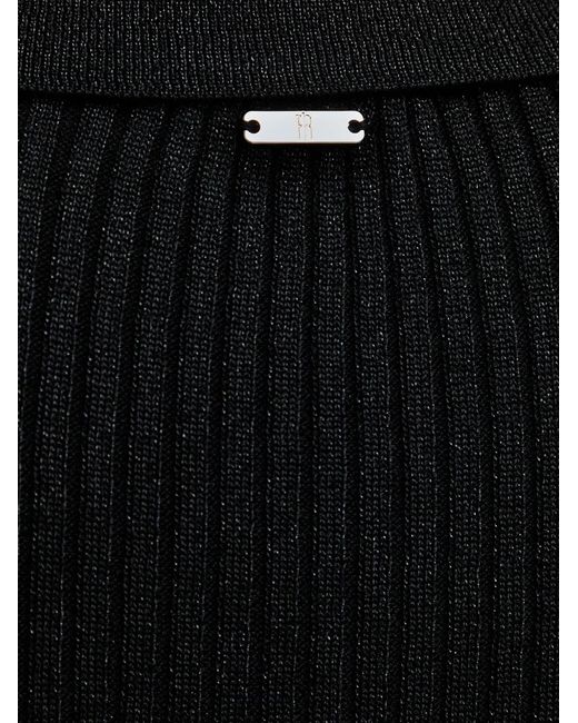 Fracomina Black Ribbed-Knit Short-Sleeve Top