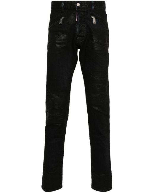 DSquared² Black Burnt Slim-fit Jeans for men