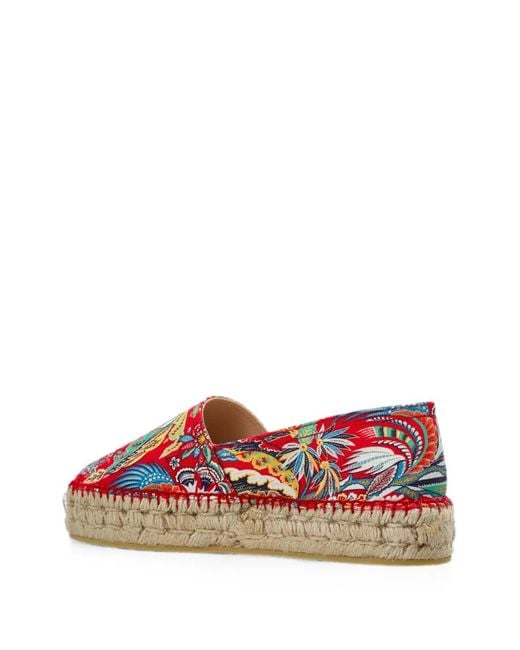 Etro Red Paisley-Print Platform Espadrilles