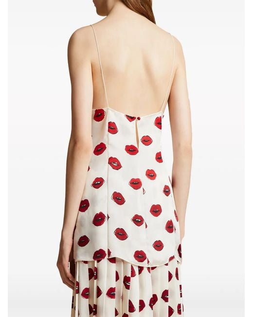 Khaite Red The Grisella Graphic-Print Top