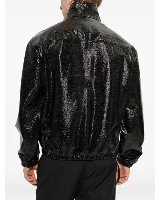 Courreges Black Stand-Up Collar Vinyl Jacket for men