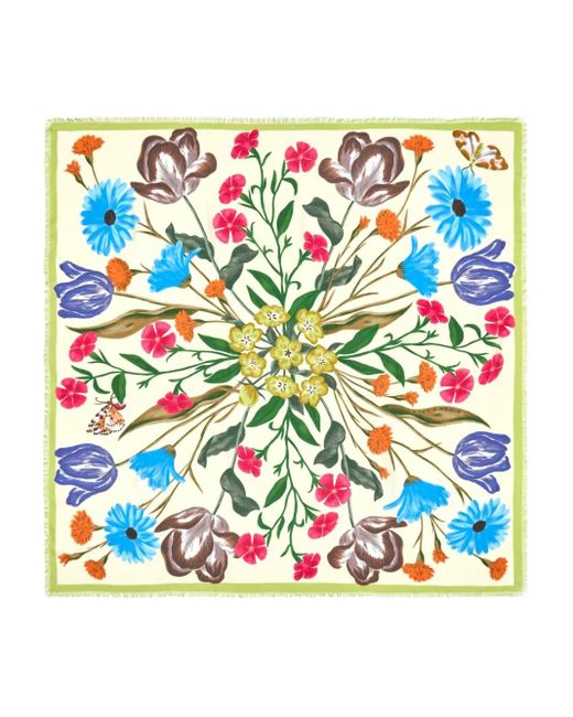 Bimba Y Lola Blue Flower-Print Scarf