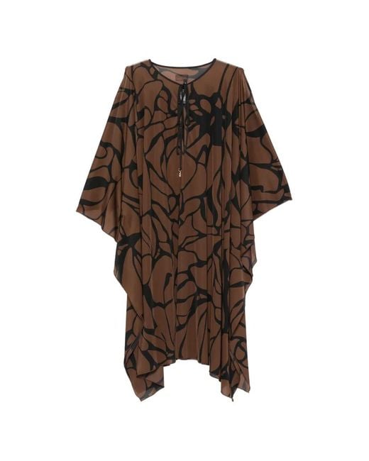 Fisico Brown Abstract-Print Cold-Shoulder Mini Dress