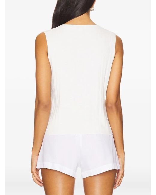 Vince Ribgebreide Tanktop Met Knopen in het White