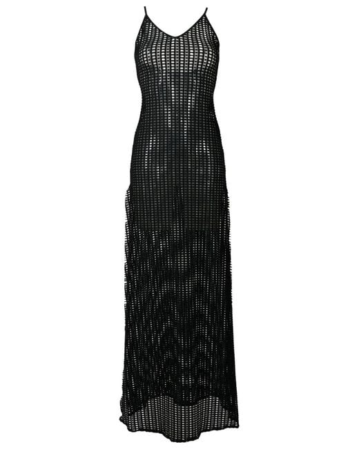 Amir Slama Black Open-Knit Maxi Dress