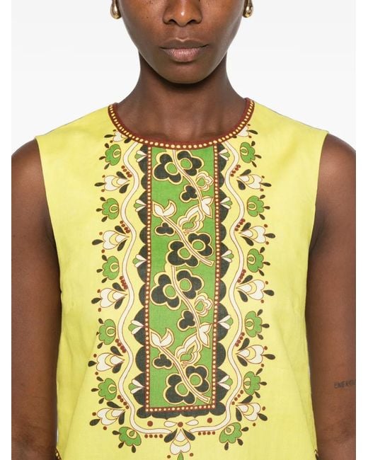 ALÉMAIS Yellow Bridgette Floral-Print Mini Dress