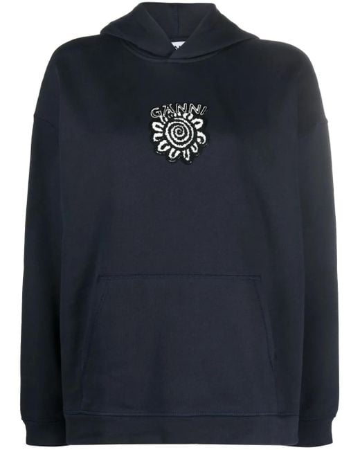 Ganni Hoodie Van Biologisch Katoen in het Blue