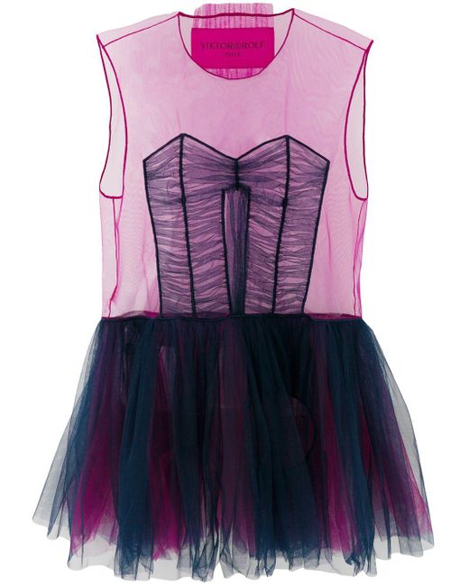 Viktor Rolf Tulle Dress With Hole Short Dress In Purple Lyst