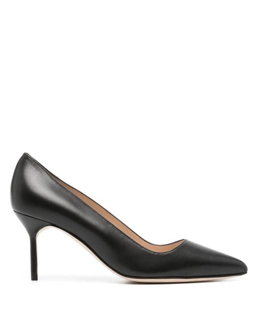 Manolo Blahnik Black 70Mm Tora Leather Pumps