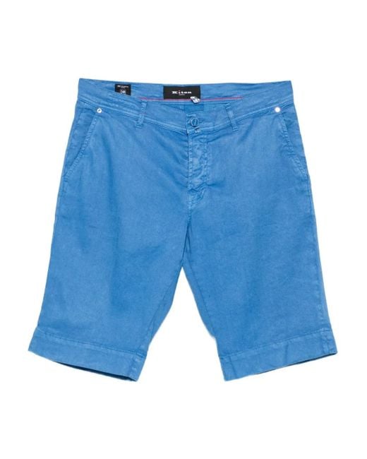 Kiton Blue Cuffed-Hem Shorts for men