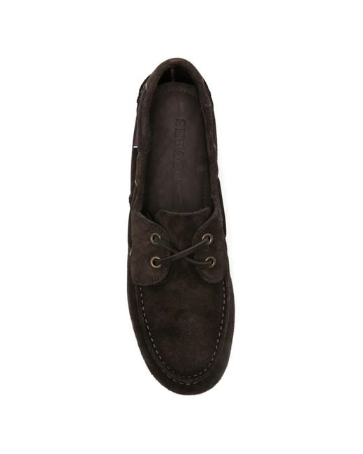Sebago Black Laced Leather Sneakers for men