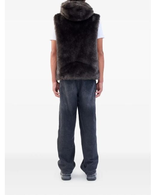 Unreal Fur Black Faux-Fur Hooded Jacket for men