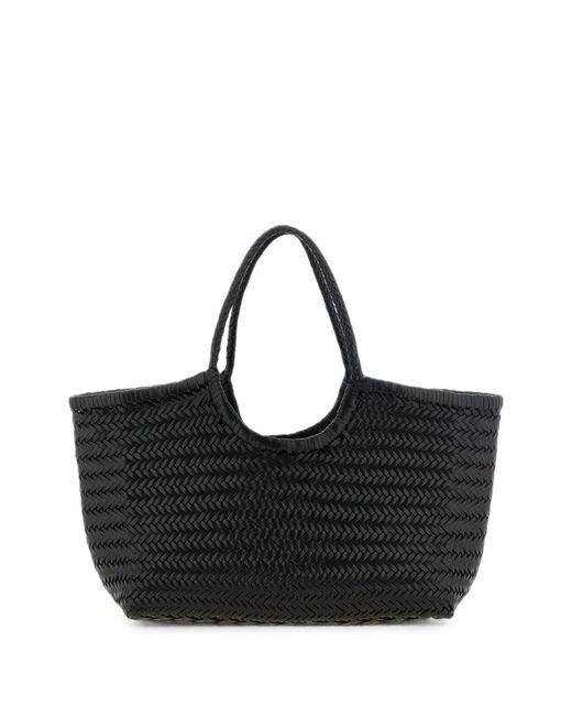 Dragon Diffusion Black Big Nantucket Woven Leather Shoulder Bag