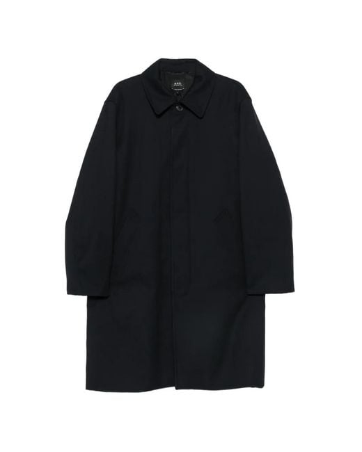 A.P.C. Blue Concealed-Button Coat for men