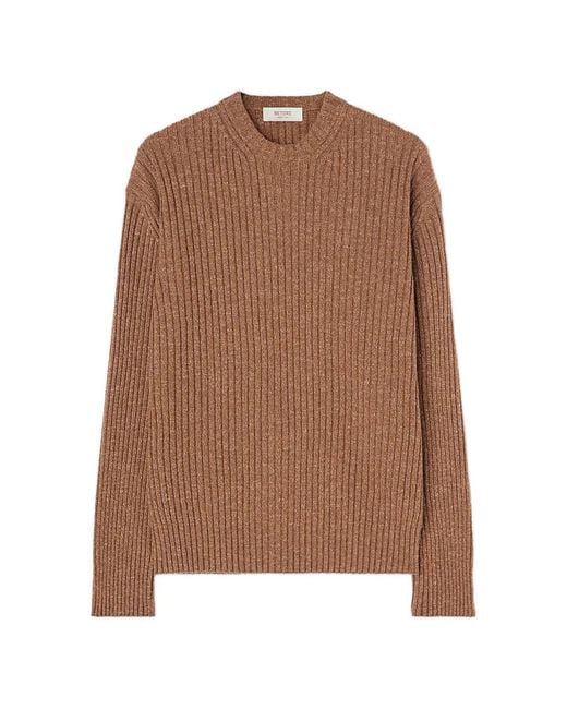 RETORI Brown Ribbed-Knit Crew-Neck Cashmere Jumper