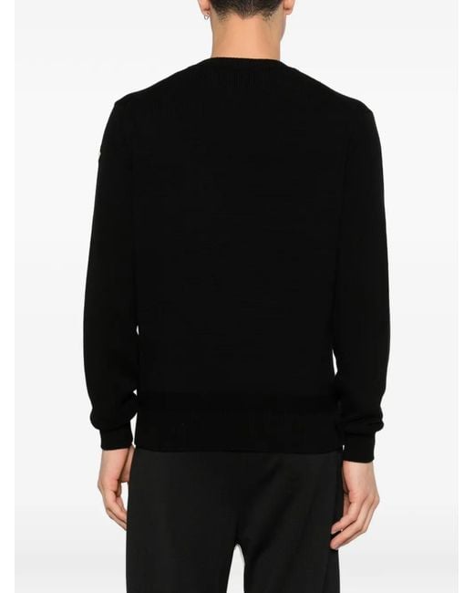 Moncler Black Crew Neck Knit Jumper for men