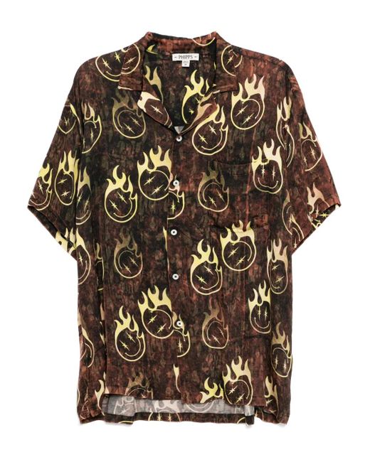 Stain Shade Black Graphic-Print Shirt for men