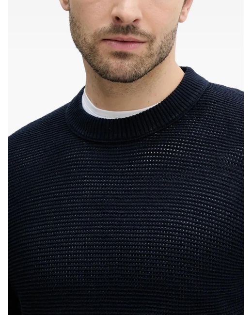 Boss Blue Textured Sweater for men
