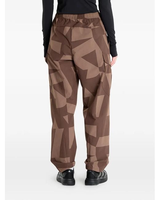 Adidas Brown Printed-Design Track Pants